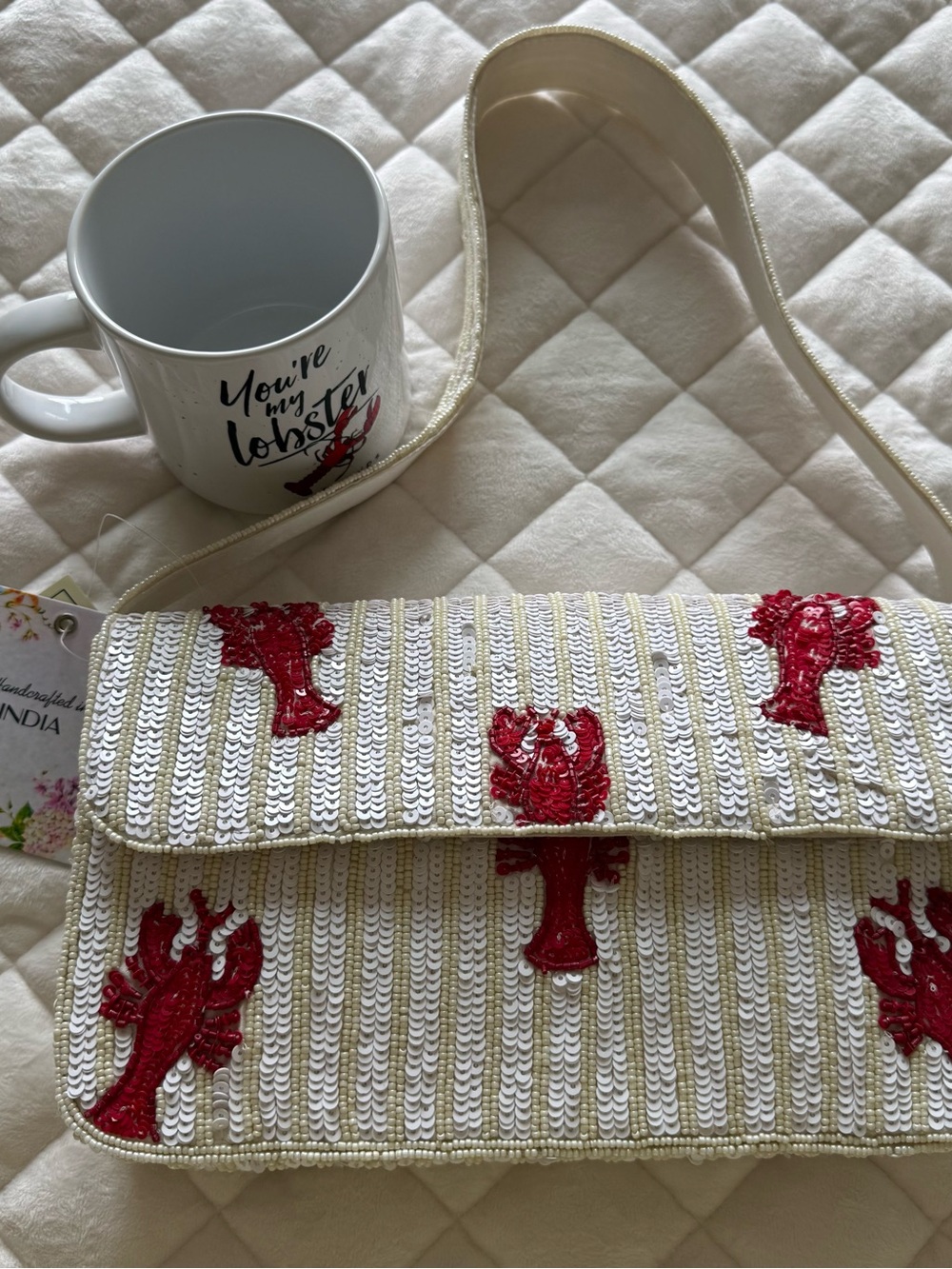 🦞 Viral Beaded Lobster Shoulder Bag NWT!🦞 You’re My Lobster Friends Mug Included